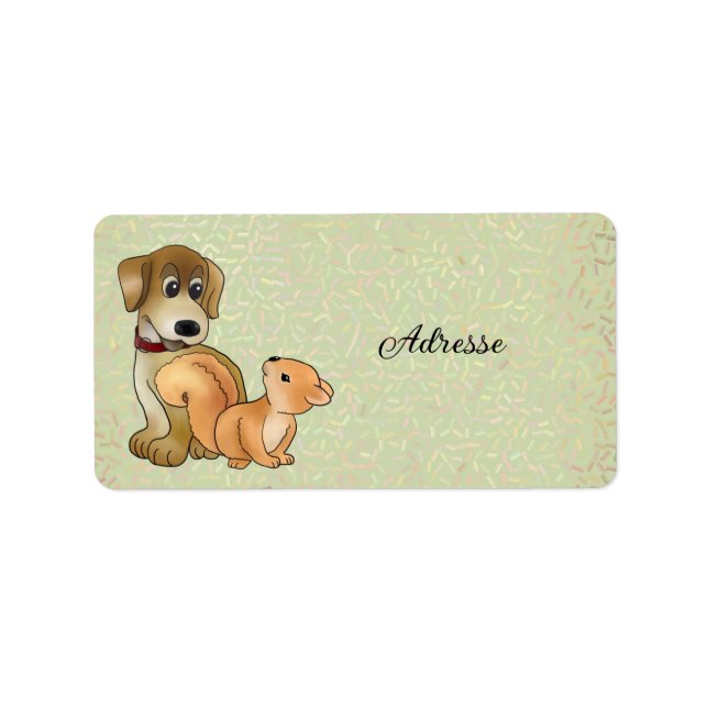Etiqueta Hund und Eichhörnchen (Frente)