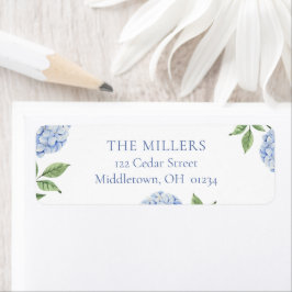 Etiqueta Hydrangea Azul Sencilla Dirección Personalizada de