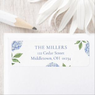 Etiqueta Hydrangea Azul Sencilla Dirección Personalizada de