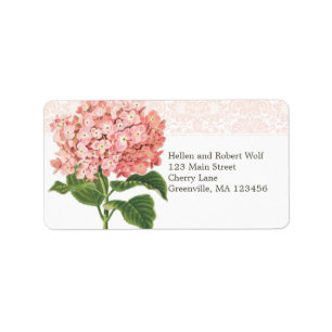 Etiqueta Hydrangea rosa de la cosecha