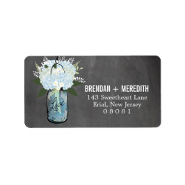 Etiqueta Hydrangeas del tarro de albañil de la pizarra el |