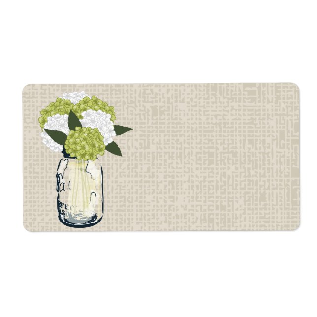 Etiqueta Hydrangeas rústicos del tarro de albañil de la (Frente)