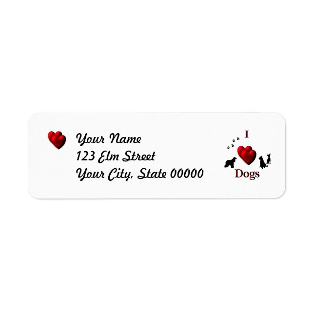 Etiqueta I Heart Dogs (Frente)