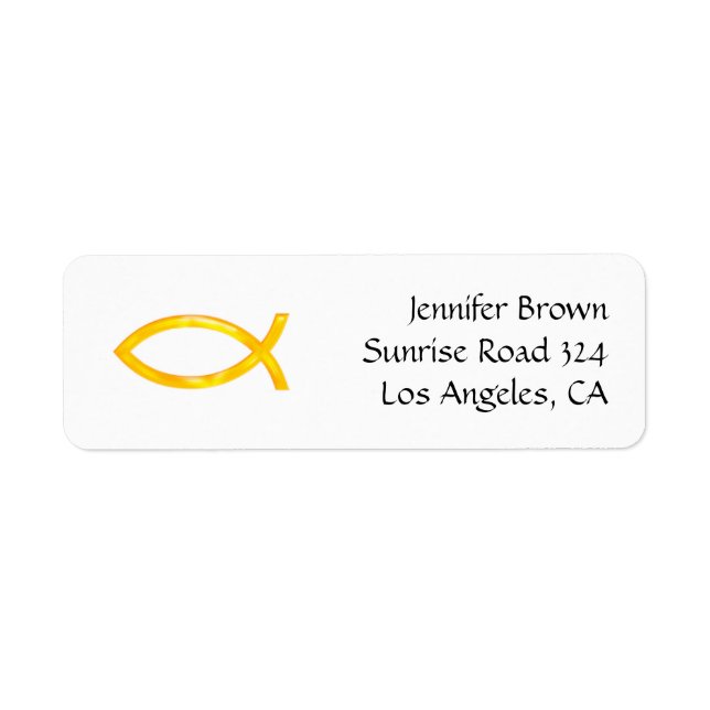 Etiqueta Ichthus - Símbolo cristiano de pescado (Frente)