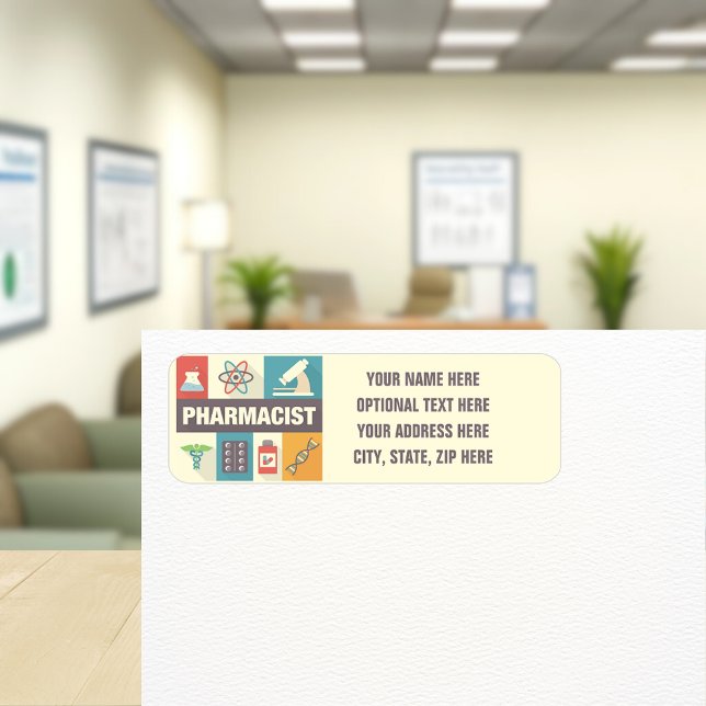 Etiqueta Icónico Farmacéutico Profesional Diseñado (Subido por el creador)