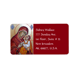 Etiqueta Icono bizantino del estilo Santa María Teotokos