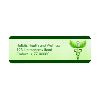 Etiqueta Icono de medicina alternativa del Caduceus verde c