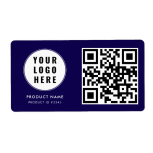 Etiqueta ID de producto de código QR de logotipo empresaria