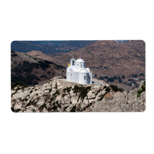 Etiqueta Iglesia solitaria en las montañas griegas