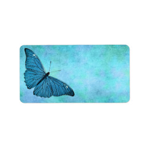 Etiqueta Ilustracion azul verde azulado de los 1800s de la