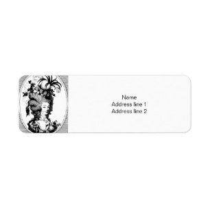Etiqueta Ilustracion blanco y negro de Marie Antoinette