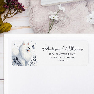 Etiqueta Ilustracion caprichoso de perro Samoyed