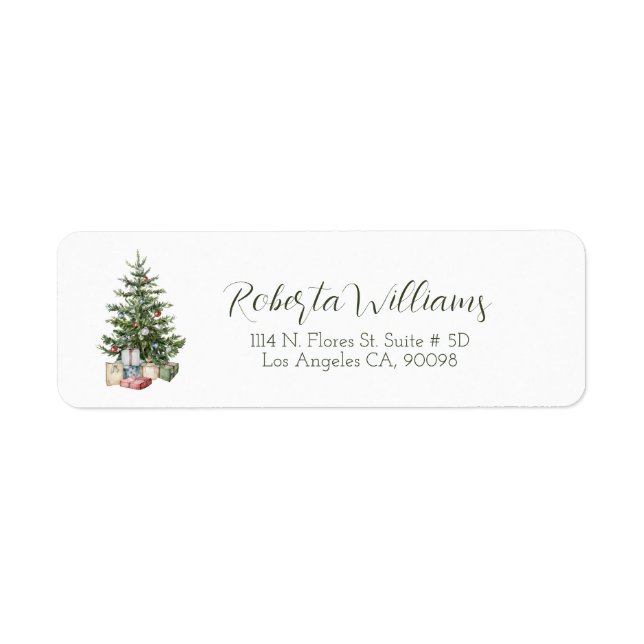 Etiqueta Ilustracion de árbol de Navidad (Frente)
