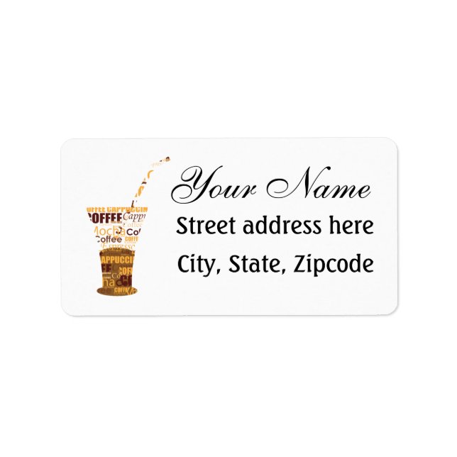 Etiqueta Ilustracion de café moderno (Frente)