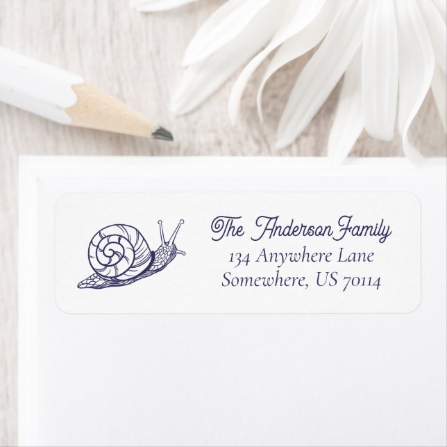 Etiqueta Ilustracion de caracol azul marino personalizado (In situ)