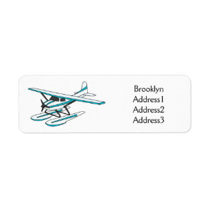 Etiqueta Ilustracion de hidroavión azul blanco