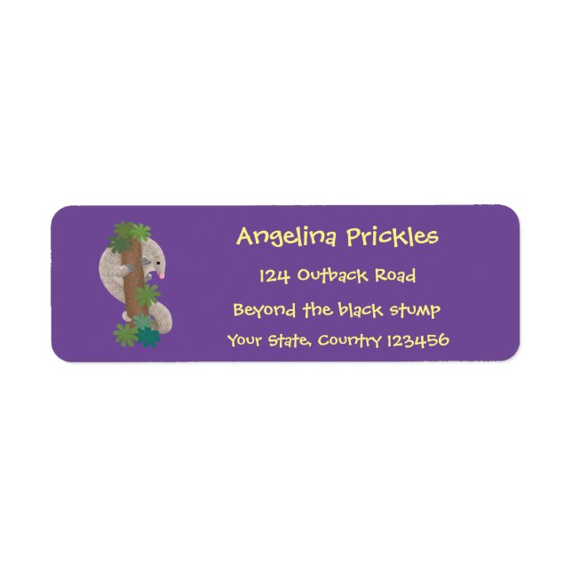 Etiqueta Ilustracion de hormigón de pangolin feliz (Frente)