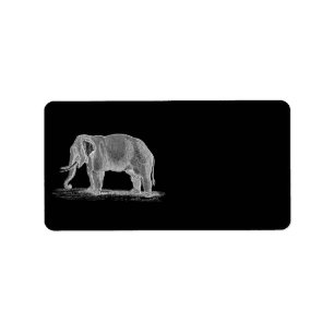Etiqueta Ilustracion de los 1800s del vintage del elefante