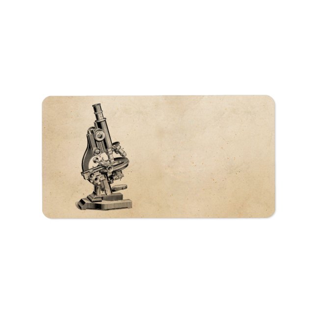 Etiqueta Ilustracion de microscopio vintage retro Steampunk (Frente)