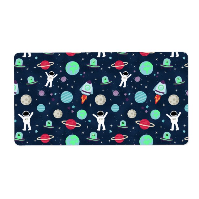 Etiqueta Ilustracion de patrón de espacio (Frente)