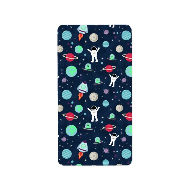 Etiqueta Ilustracion de patrón de espacio (Frente)