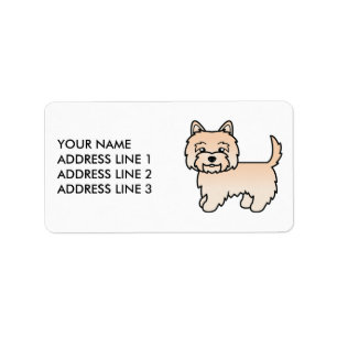 Etiqueta Ilustración de perro Cairn Terrier crema con texto