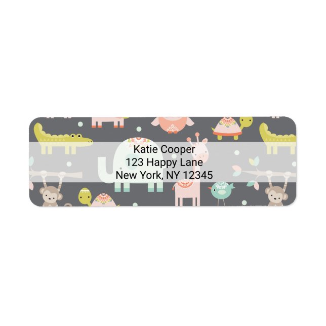 Etiqueta Ilustracion de Personalizado de animales salvajes  (Frente)