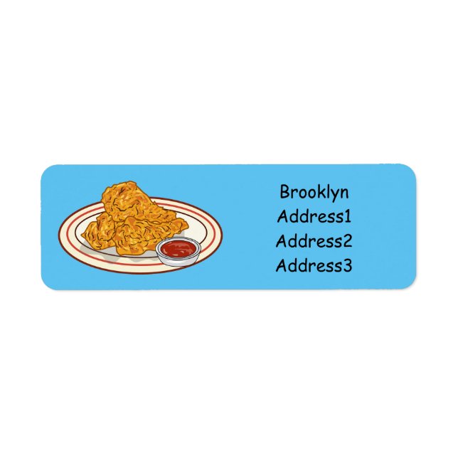 Etiqueta Ilustracion de pollo frito personalizado (Frente)