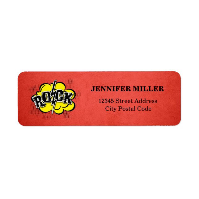Etiqueta Ilustracion de rock de estilo cómico (Frente)