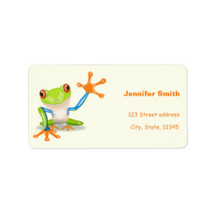 Etiqueta Ilustracion de sapo rojo ondeando