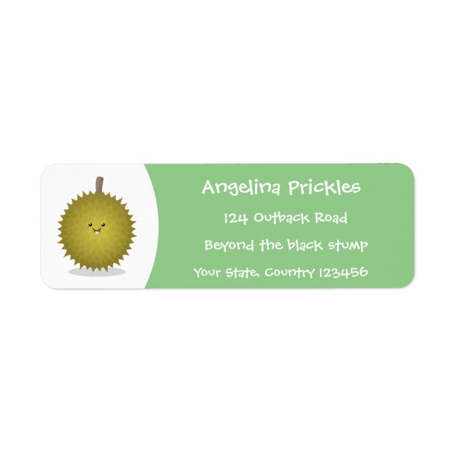 Etiqueta Ilustracion feliz personalizado duriano (Frente)