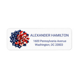 Etiqueta Ilustración Floral de Bandera Patriótica con Direc