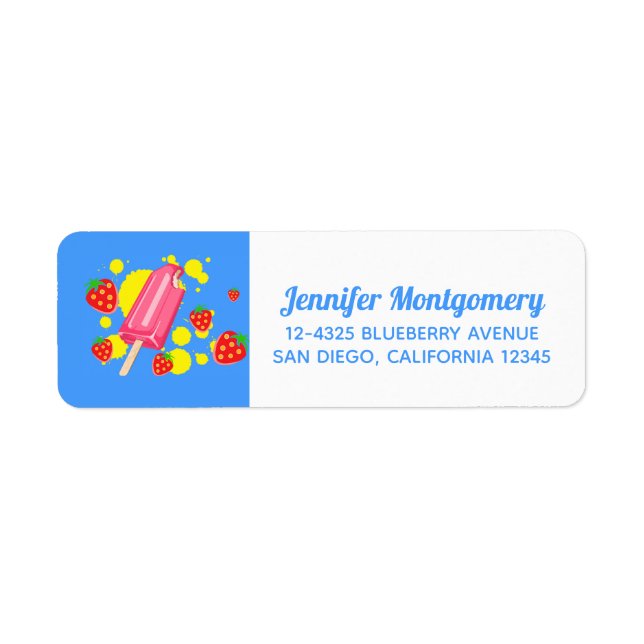 Etiqueta Ilustracion Fun Popsicle Rosa y Strawberries (Frente)