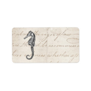 Etiqueta Ilustracion hawaiano del caballo de mar de los