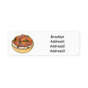 Etiqueta Ilustracion personalizado de bagel de Salmon