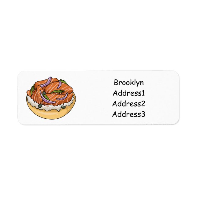 Etiqueta Ilustracion personalizado de bagel de Salmon (Frente)