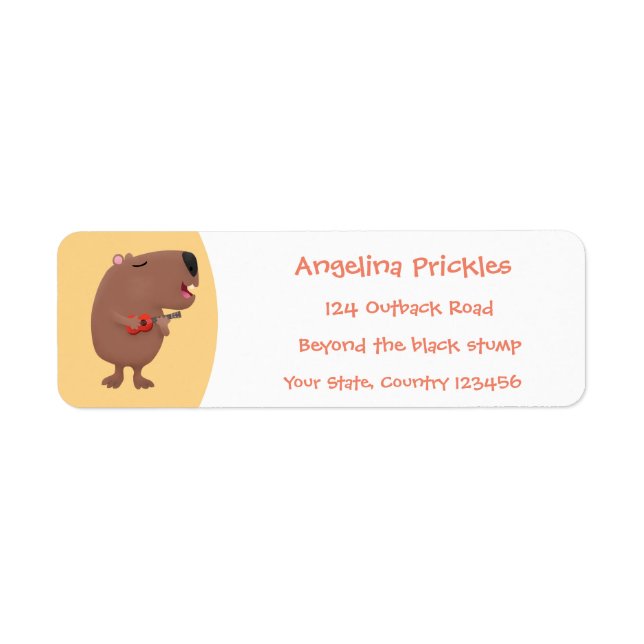 Etiqueta Ilustracion personalizado de capybara ukulele cant (Frente)