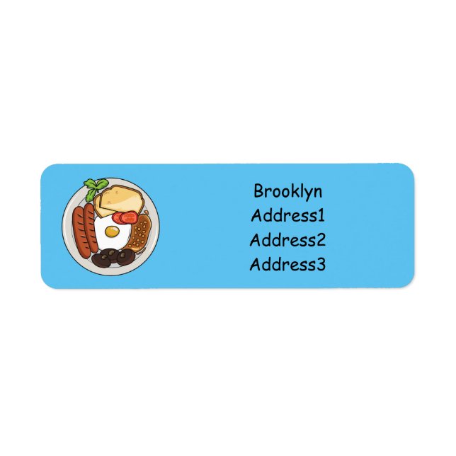 Etiqueta Ilustracion personalizado de desayuno inglés (Frente)