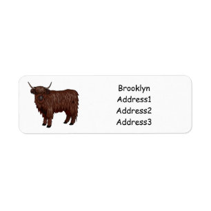 Etiqueta Ilustracion personalizado de vaca de Highland