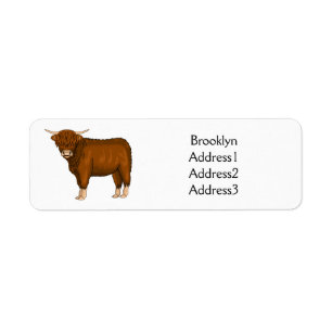 Etiqueta Ilustracion personalizado de vaca de Highland