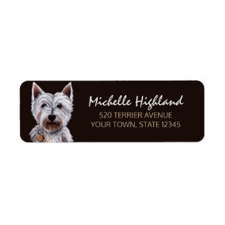 Etiqueta Ilustracion West Highland Terrier Dog Pastel