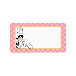 Etiqueta ilustrada de la bicicleta del cocinero en