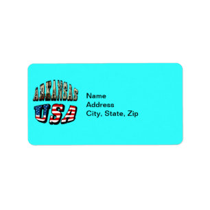 Etiqueta Imagen de Arkansas y texto de la bandera de Estado