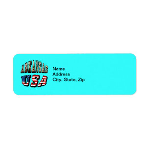 Etiqueta Imagen de Arkansas y texto de la bandera de Estado