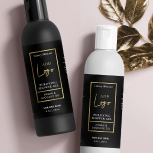 Etiqueta impermeable de botella cosmética Black &