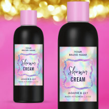 Etiqueta impermeable de jabón holográfico de neón