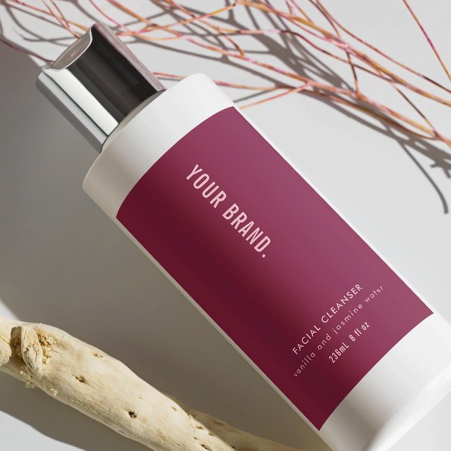 Etiqueta impermeable de productos modernos de mora (Modern Dusty Red & Pink Waterproof Rectangle Product Label - can be used on bottles, jars, pouches)