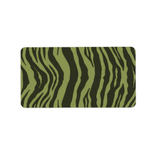 Etiqueta Impresión animal Moss Green Glamorous Tiger Stripe