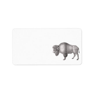 Etiqueta Impresión de Bison o Buffalo Antigüedades