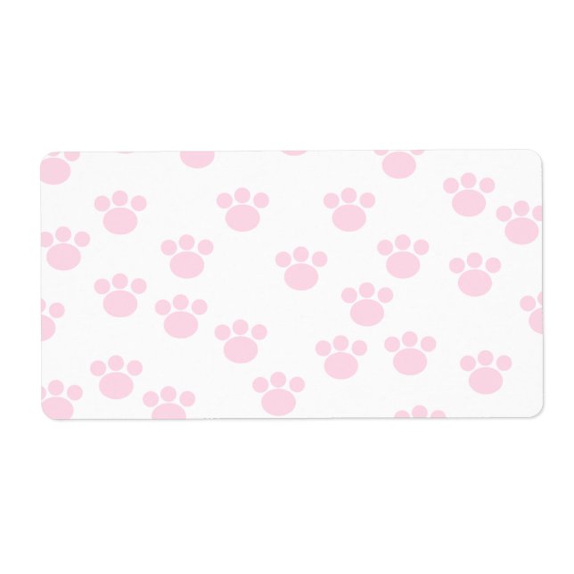 Etiqueta Impresión de la pata de animales. Patrón rosa clar (Frente)